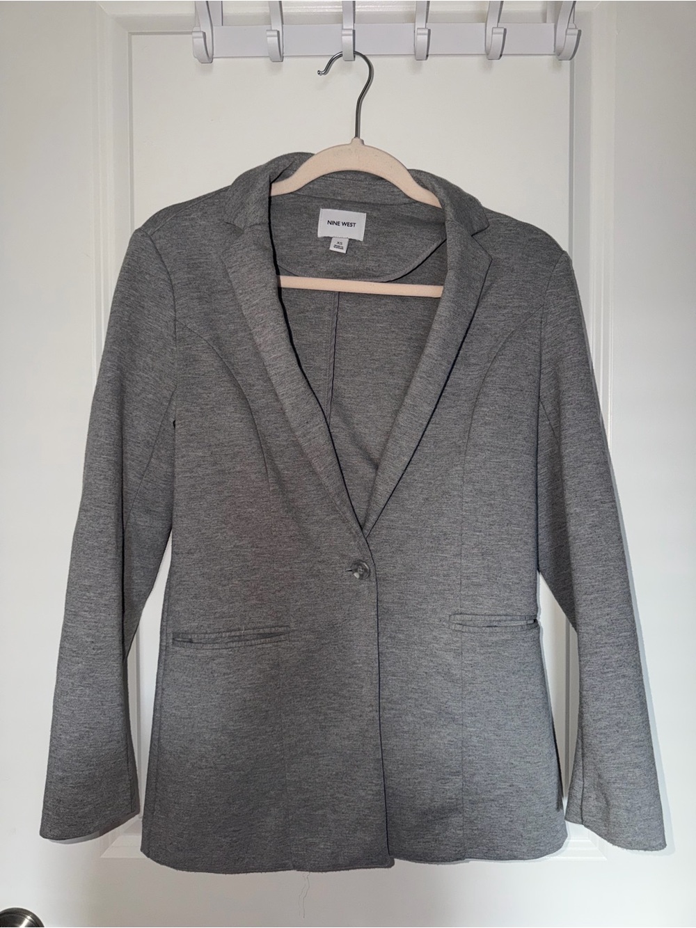 Nine West Gray Single-Button Ponte Blazer